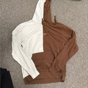 Men's Two-Tone Brown and White Hoodie